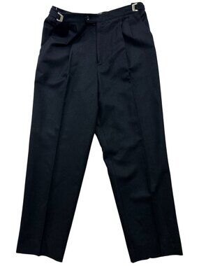 Norm Thompson Womens Pleated Wool Blend Chino Pants Side Adjusters Size 12 Black